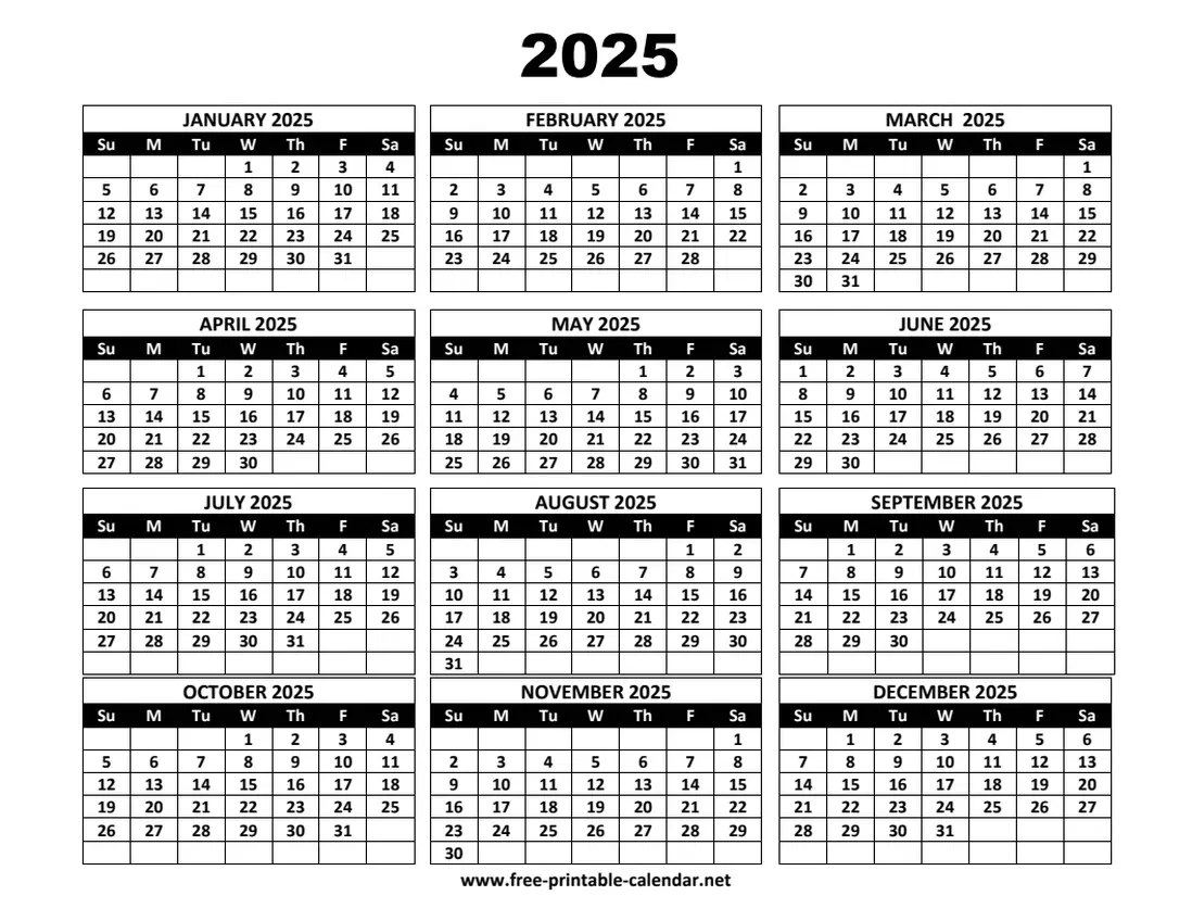 2025 Calendar 2025 Calendar