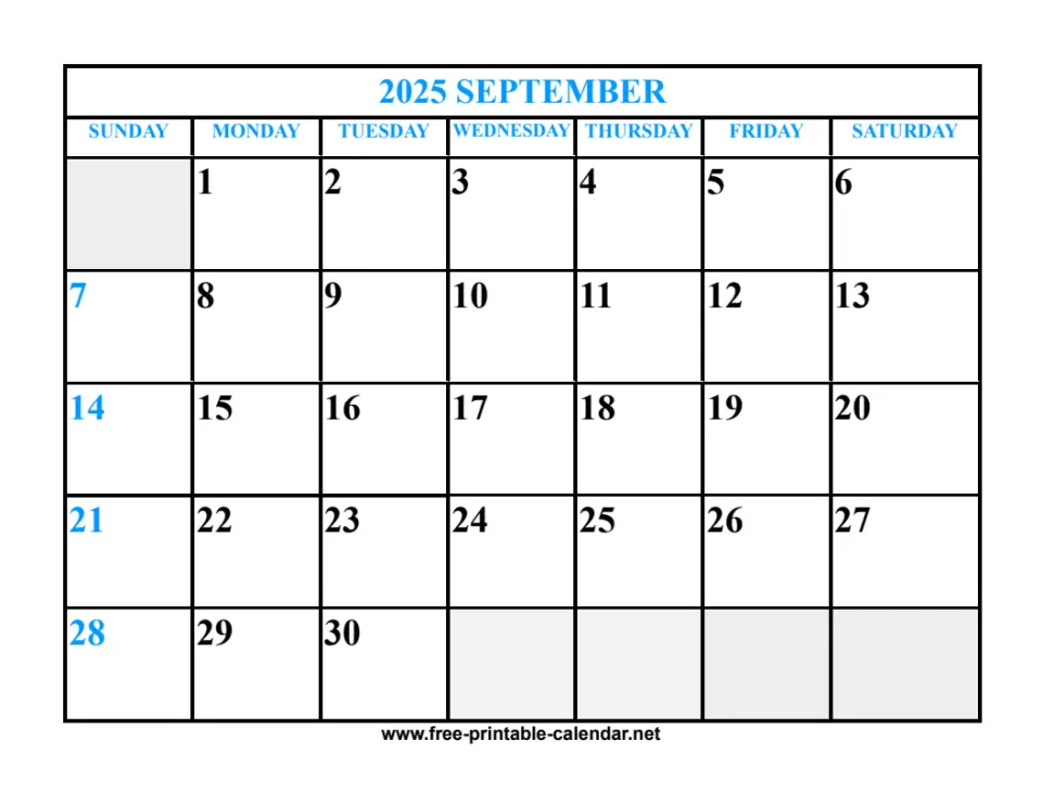 September 2025 Calendar