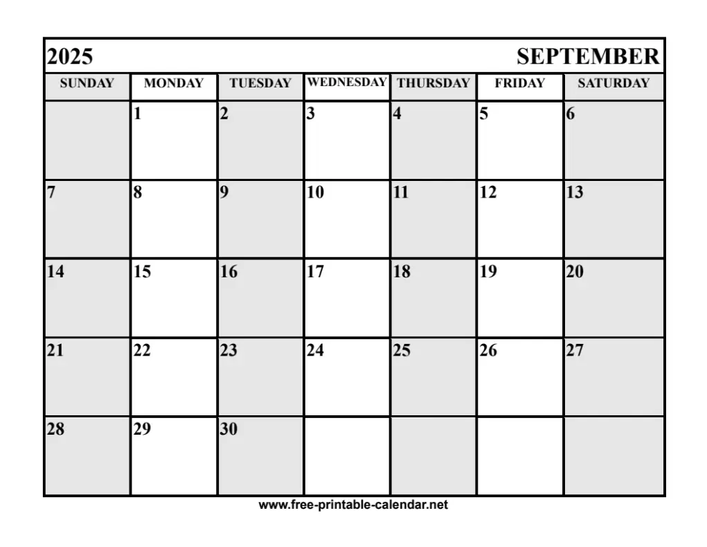 September 2025 Calendar