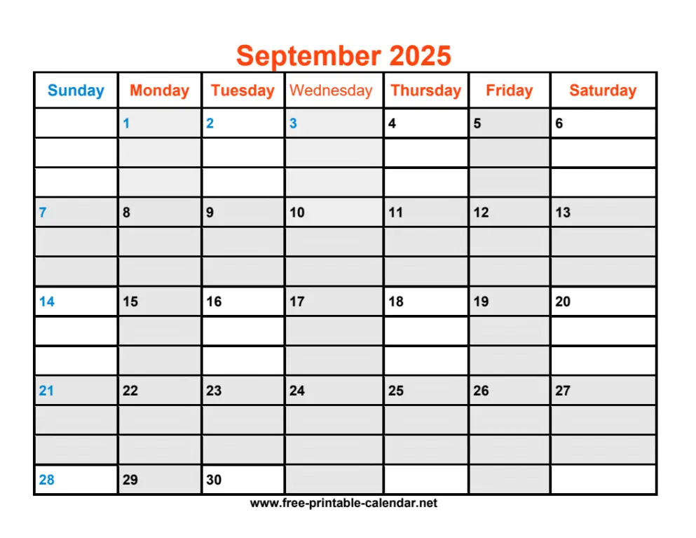 September 2025 Calendar