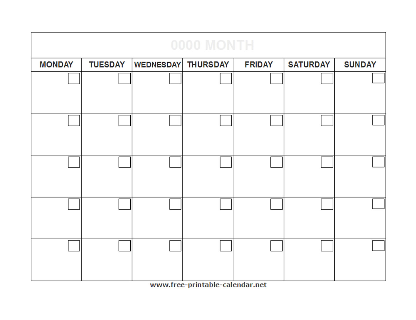 Printable Blank Calendar