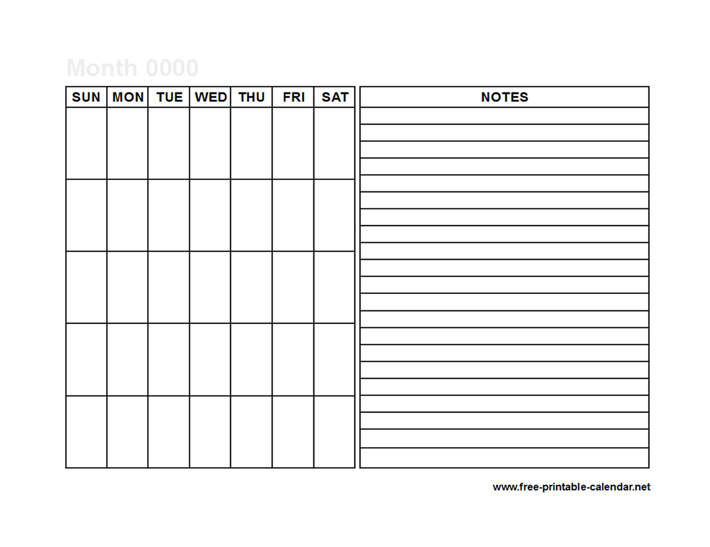 Free Printable Calendars With Note Space Free Printable Templates