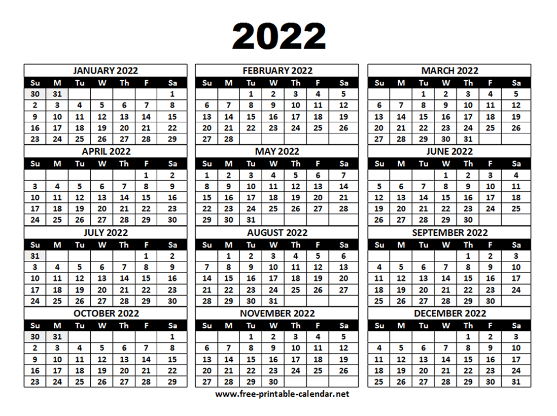 Printable 2022 Schedule