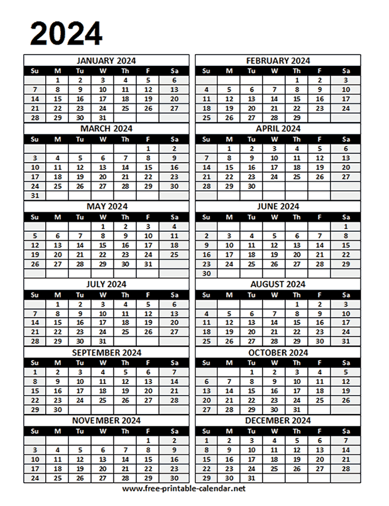 Free Printable Calendar 2024